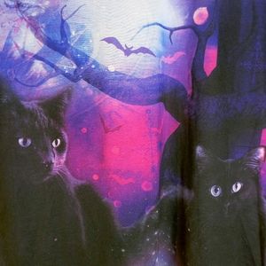Celebrate Halloween Purple Black Cat Tree Bat